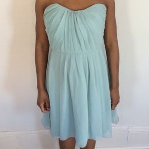 Light Blue Strapless Pleated Dress